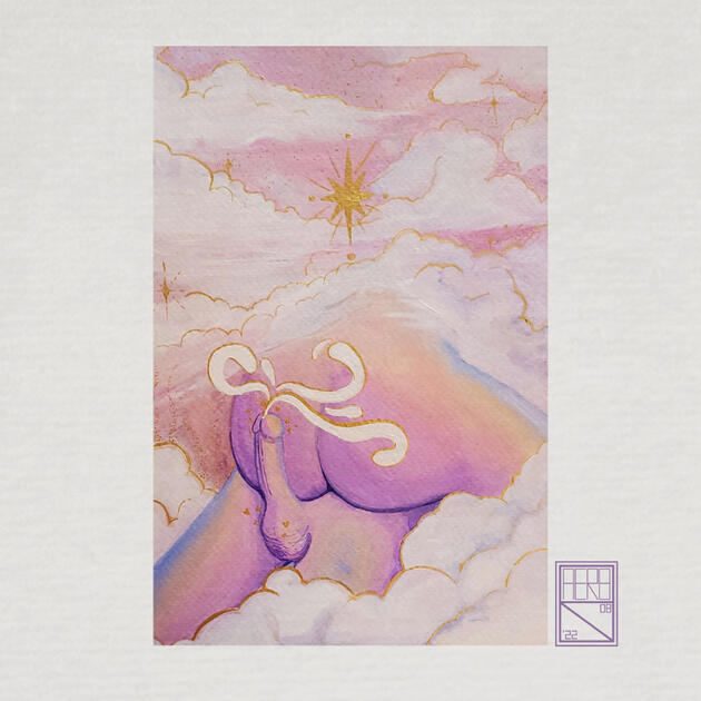 AUGUST: Orgasm Control - Gouache and Acrylic on Watercolour Paper