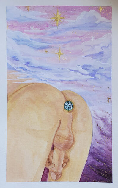 JULY: Anal Play - Gouache and Acrylic on Watercolour Paper