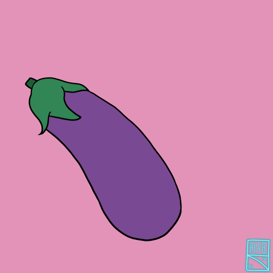 DECEMBER: Cheeky Eggplant - Animated GIF - Digital - GIMP