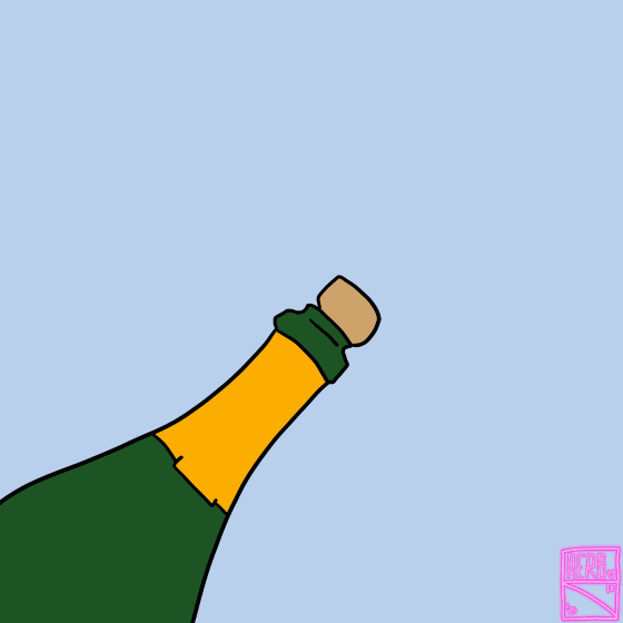 DECEMBER: Champagne Popping - Animated GIF - Digital - GIMP