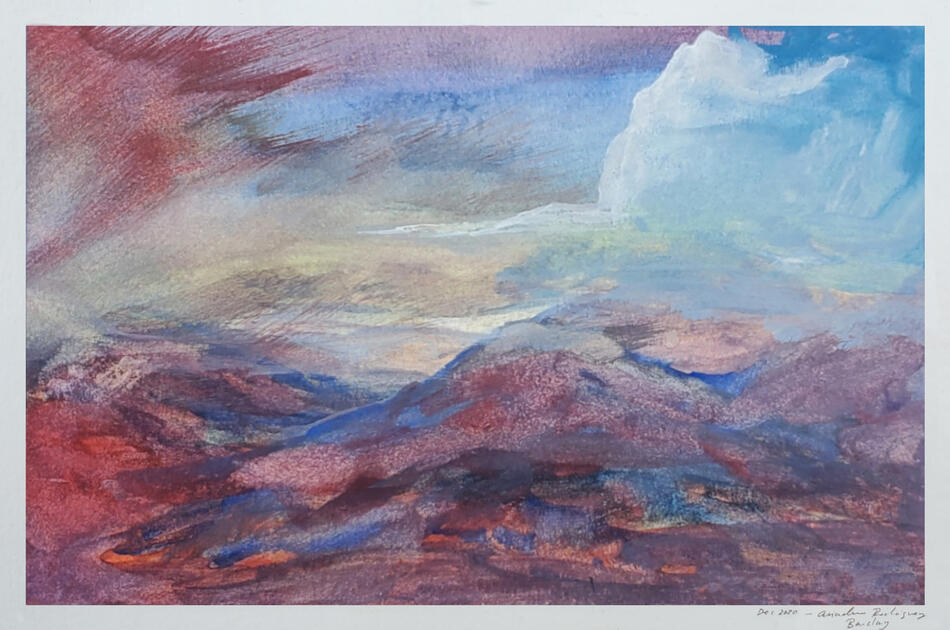 DECEMBER: Cloud in Mountains - Gouache on Watercolour Paper