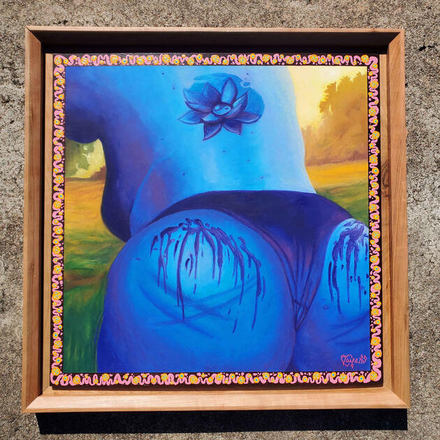 NOVEMBER: Pleasure Mapping and the Menstrual Cycle: Menstruation - Acrylic, Oil Pastel on MDF Board