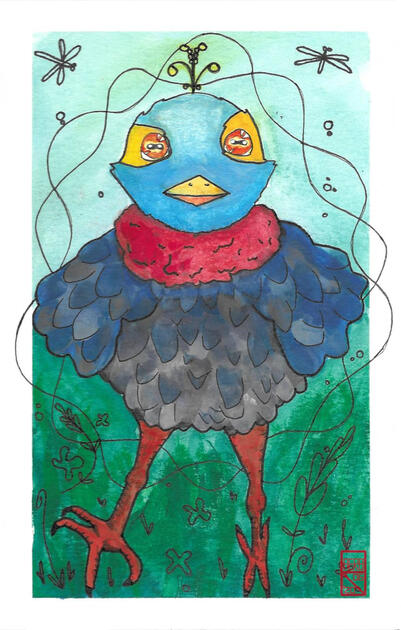 JUNE: The Archfey Kenku Warlock - Gouache on Watercolour Paper