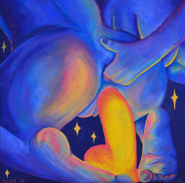 MAY: Illuminating Pleasure - Oil Pastel and Coloured Pencil on Wood Panel