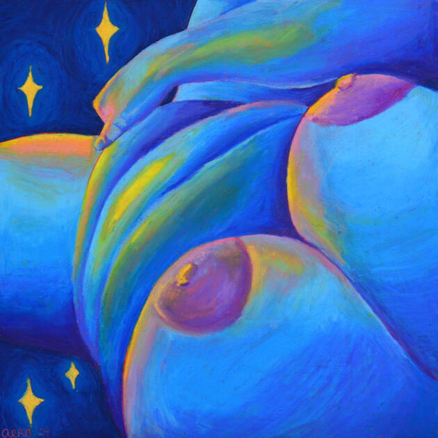 MAY: Self-love - Oil Pastel and Coloured Pencil on Wood Panel