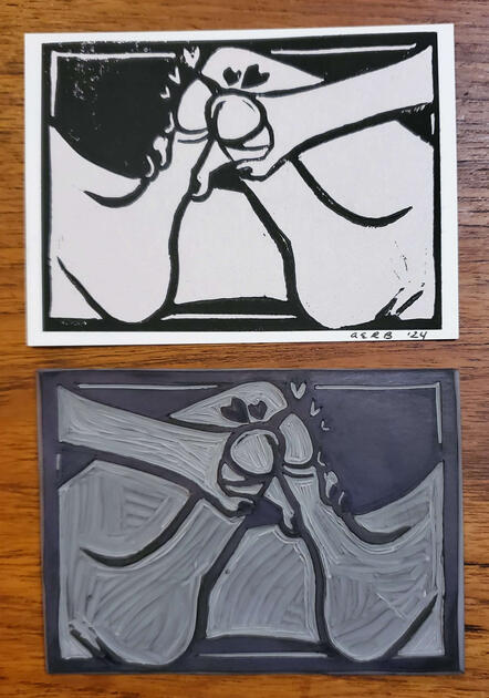 JANUARY: Rub a Dub Dub - Lino Block Print on Newsprint