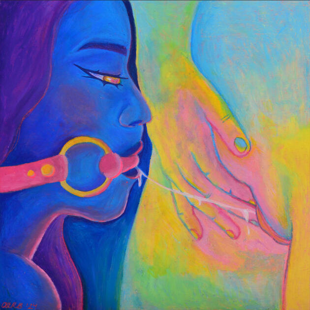 MAY: So Close I Can Taste Them - Oil Pastel and Coloured Pencil on Wood Panel